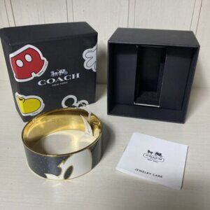 Rare NWT Disney X Mickey Profile Enamel Black/Gold Bangle F8678 Box